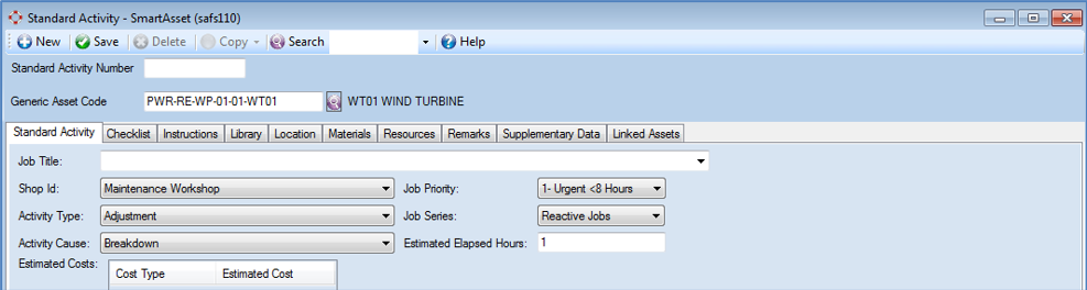 Standard Activity - Job Templates – Damstra